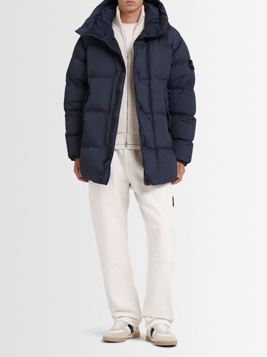 Stone Island: Kurze Daunenjacke aus Nylon - Dunkelblau - men_1 | Luisa Via Roma