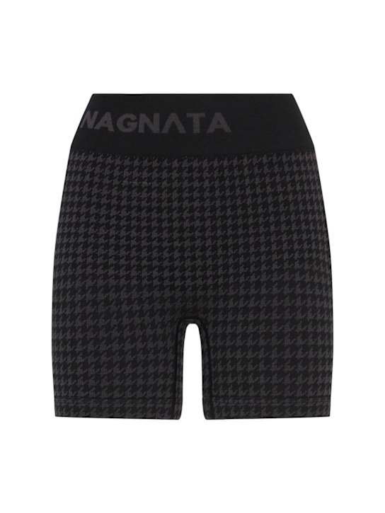 Nagnata: Wool blend houndstooth mini shorts - women_0 | Luisa Via Roma