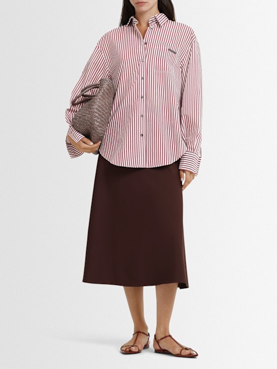 Brunello Cucinelli: Striped shirt - Bordeaux/White - women_1 | Luisa Via Roma
