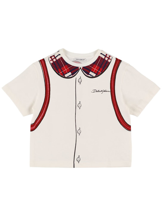 Dolce&Gabbana: Printed cotton jersey t-shirt - ホワイト - kids-girls_0 | Luisa Via Roma