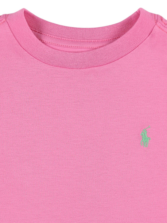 Polo Ralph Lauren: T-shirt in jersey di cotone con logo ricamato - Fucsia - kids-girls_1 | Luisa Via Roma