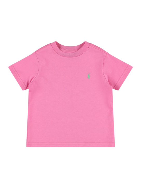 Polo Ralph Lauren: T-shirt in jersey di cotone con logo ricamato - Fucsia - kids-girls_0 | Luisa Via Roma