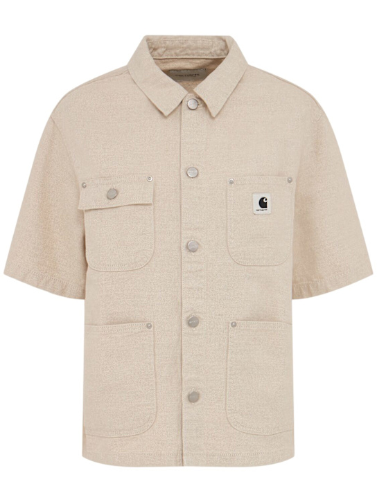 Carhartt WIP: Michigan cotton blend short sleeve shirt - Beige - women_0 | Luisa Via Roma