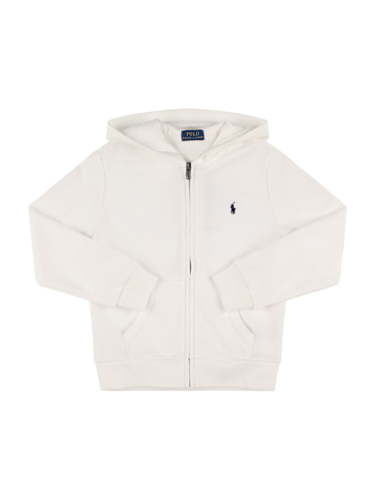 Polo Ralph Lauren: Felpa in misto cotone con zip, cappuccio e logo - kids-girls_0 | Luisa Via Roma