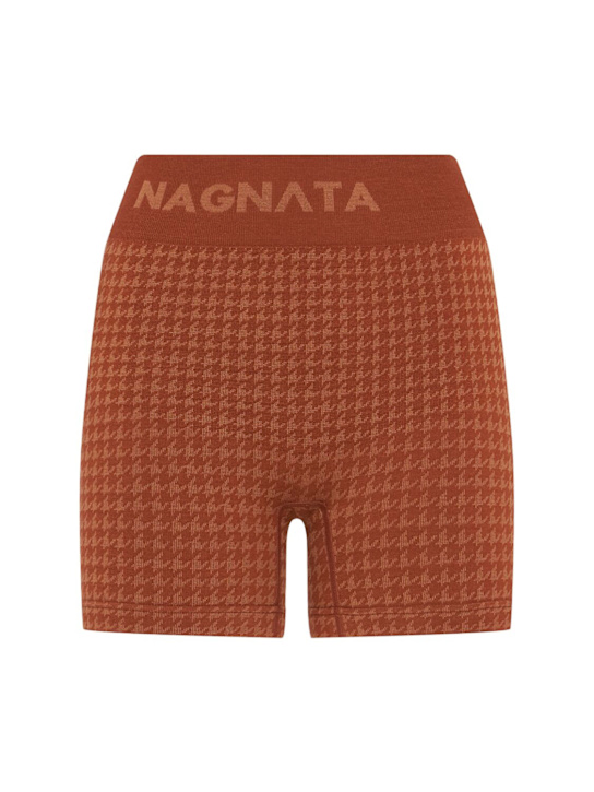 Nagnata: Wool blend houndstooth mini shorts - Spice - women_0 | Luisa Via Roma