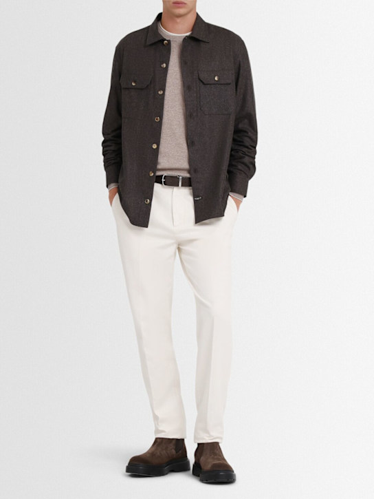 Brunello Cucinelli: Wool flannel overshirt - men_1 | Luisa Via Roma