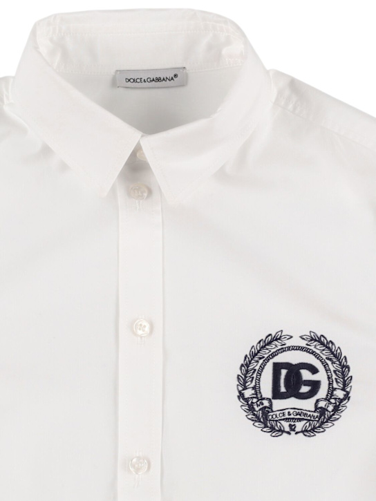 Dolce&Gabbana: Cotton poplin shirt w/logo - ホワイト - kids-boys_1 | Luisa Via Roma