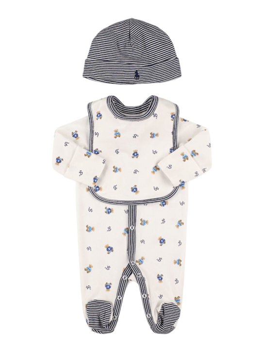 Polo Ralph Lauren: Spielanzug, Lätzchen und Mütze aus Baumwolle - kids-boys_0 | Luisa Via Roma