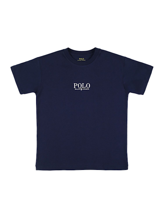 Polo Ralph Lauren: T-shirt in jersey di cotone con logo ricamato - kids-boys_0 | Luisa Via Roma