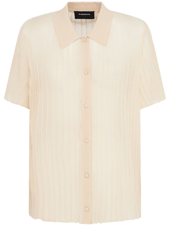Nagnata: Sheer pintuck shirt - Bone White - women_0 | Luisa Via Roma