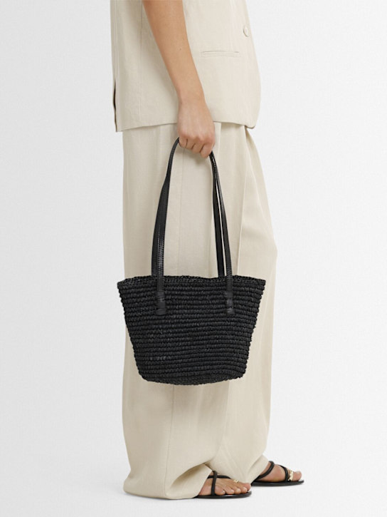 Bembien: Mini Bieno raffia tote bag - Black - women_1 | Luisa Via Roma