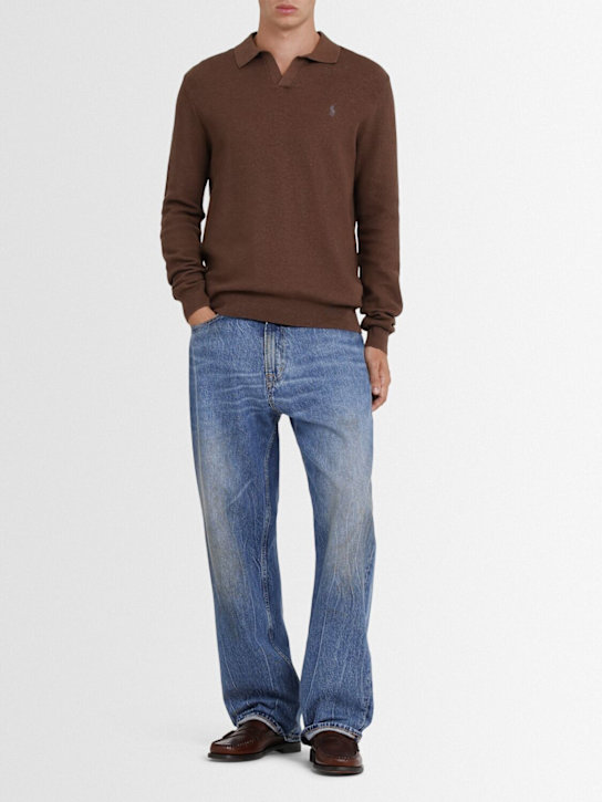 Polo Ralph Lauren: Johnny cable knit cotton polo sweater - men_1 | Luisa Via Roma