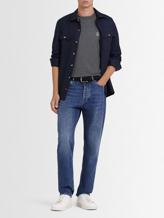 Brunello Cucinelli: Brunello Cucinelli logo cotton t-shirt - Grey - men_1 | Luisa Via Roma