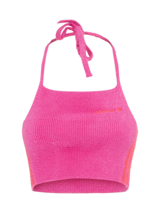 adidas Originals: Fluffy knit tech halter top - Sel Fuchsia - women_0 | Luisa Via Roma