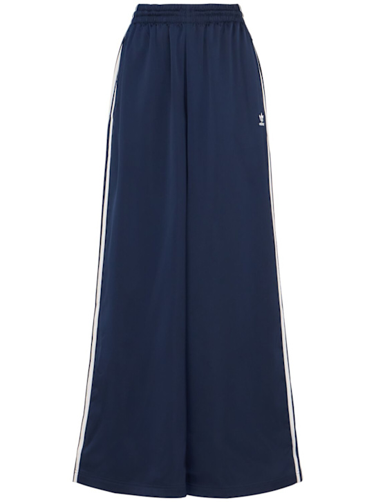 adidas Originals: Satin wide leg track pants - Night Indigo - women_0 | Luisa Via Roma