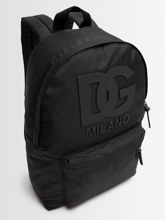 Dolce&Gabbana: Sac à dos en nylon à logo - Noir - kids-boys_1 | Luisa Via Roma