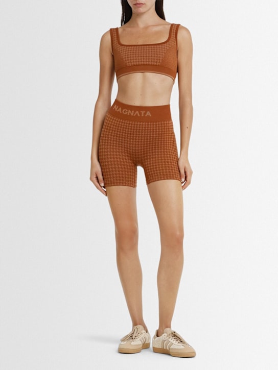 Nagnata: Wool blend houndstooth bralette - Spice - women_1 | Luisa Via Roma