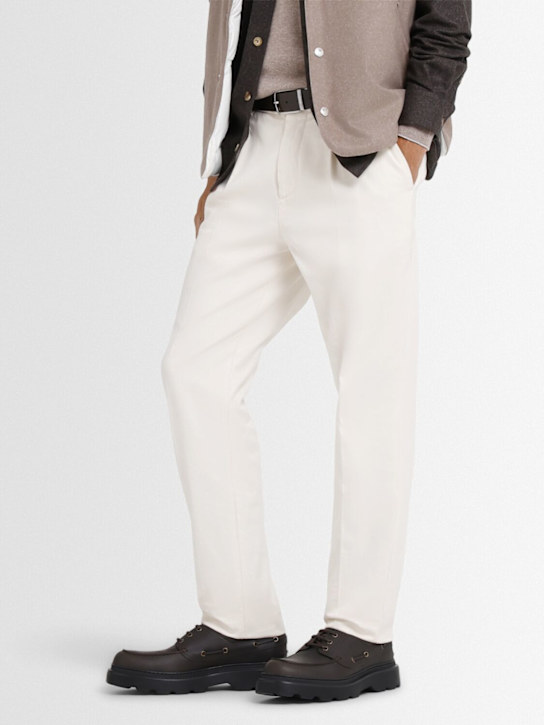 Tod's: Leather boat shoes - Brown - men_1 | Luisa Via Roma