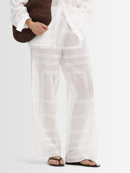 Toteme: Croc embossed leather thong sandals - Dark Brown - women_1 | Luisa Via Roma