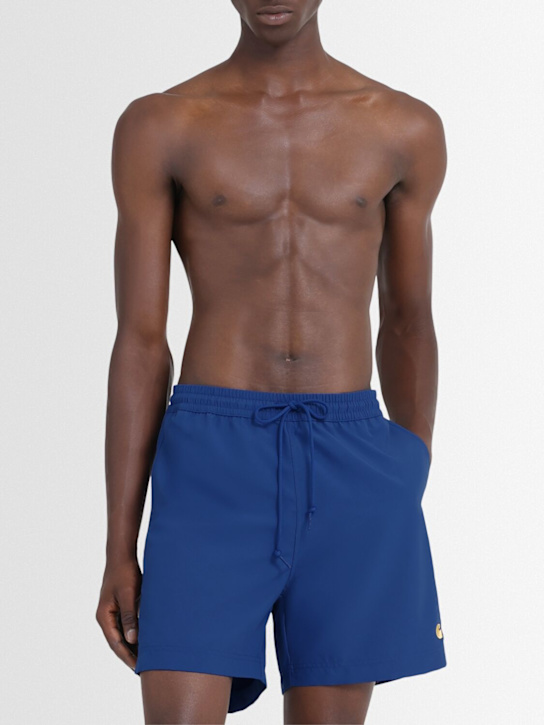 Carhartt WIP: Chase swim shorts - Wolfsbane/Gold - men_1 | Luisa Via Roma