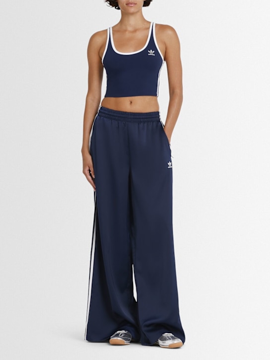 adidas Originals: Satin wide leg track pants - Night Indigo - women_1 | Luisa Via Roma