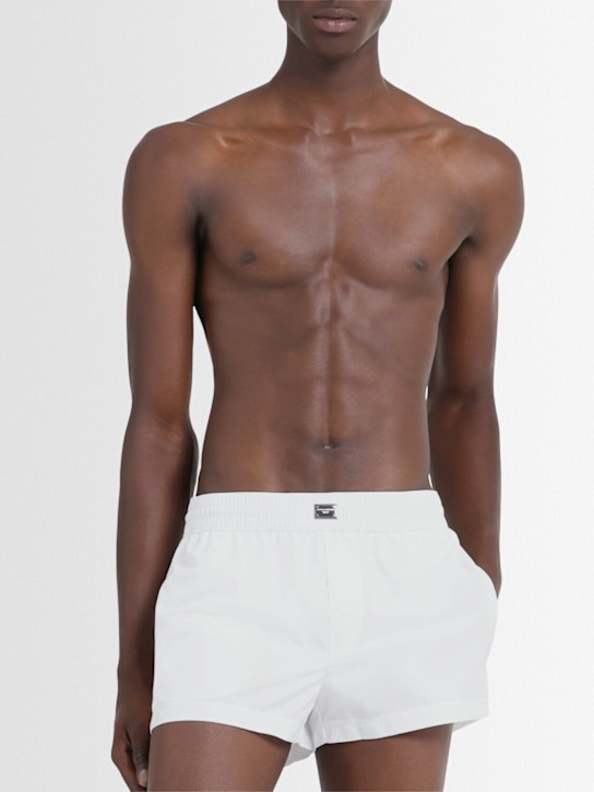 Dolce&Gabbana: Logo plaque bathing suit - White - men_1 | Luisa Via Roma