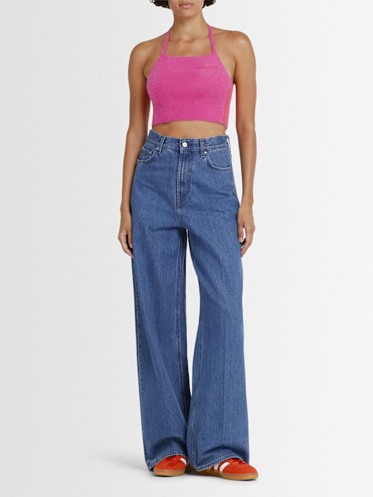 adidas Originals: Fluffy knit tech halter top - Sel Fuchsia - women_1 | Luisa Via Roma