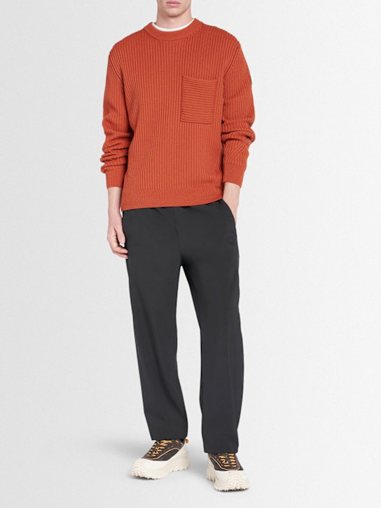 Moncler: Virgin wool crewneck sweater w/ pocket - men_1 | Luisa Via Roma