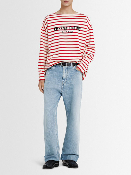 Valentino: Stonewashed denim jeans - Denim - men_1 | Luisa Via Roma