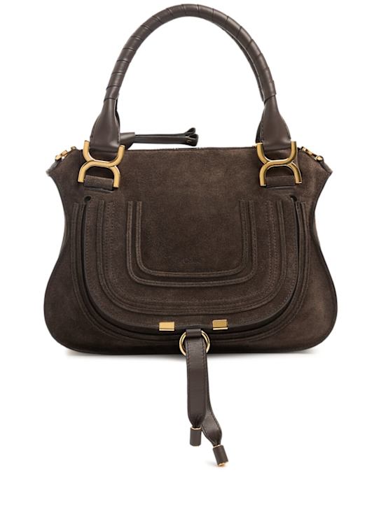 Chloé: Marcie suede top handle bag - Kohl Brown - women_0 | Luisa Via Roma