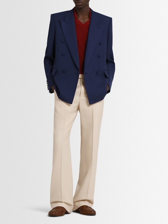 Valentino: Wool gabardine jacket - Navy - men_1 | Luisa Via Roma