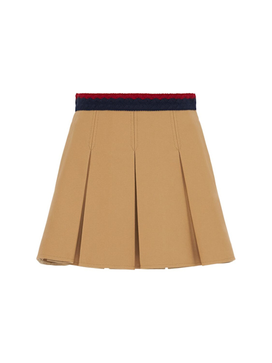 Moncler: Brushed stretch cotton gabardine skirt - Beige - women_0 | Luisa Via Roma