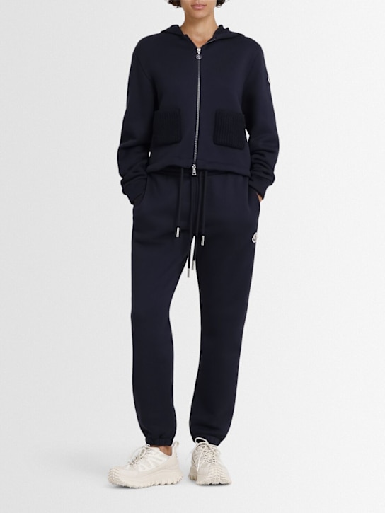 Moncler: Cotton blend sweatpants - Navy - women_1 | Luisa Via Roma