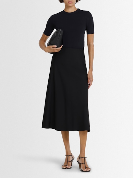Brunello Cucinelli: Wool blend midi skirt - Black - women_1 | Luisa Via Roma