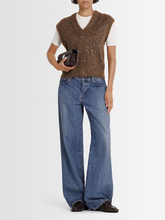 Brunello Cucinelli: Embellished mohair blend knit vest - Brown - women_1 | Luisa Via Roma