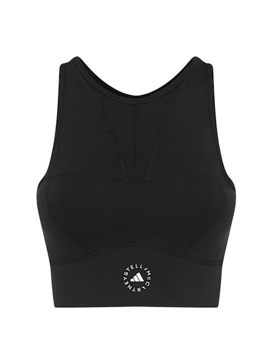 adidas By Stella McCartney: Training crop bra top - ブラック - women_0 | Luisa Via Roma