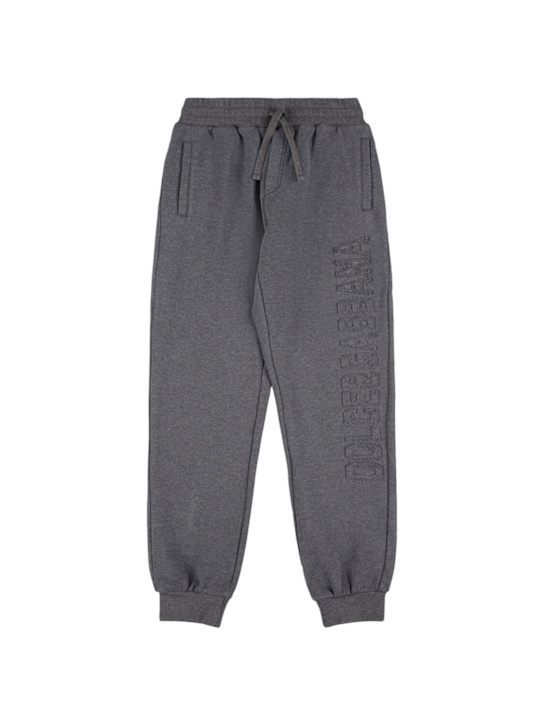 Dolce&Gabbana: Embroidered cotton sweatpants - Grey - kids-boys_0 | Luisa Via Roma
