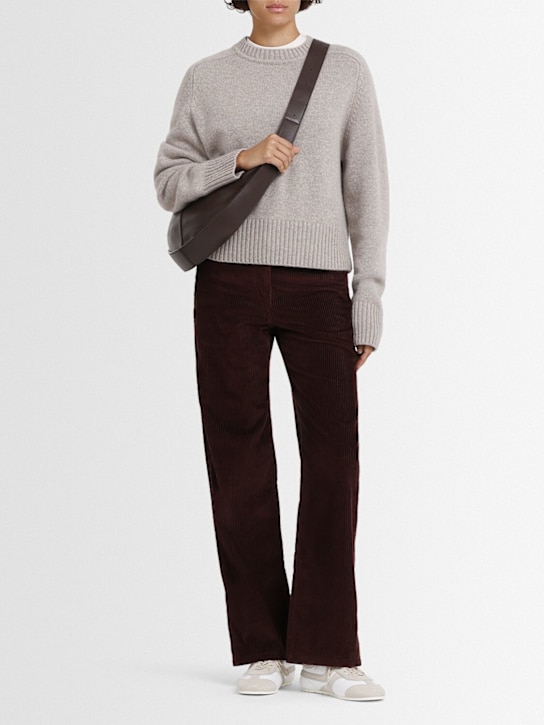 Brunello Cucinelli: Corduroy straight pants - Dark Burgundy - women_1 | Luisa Via Roma