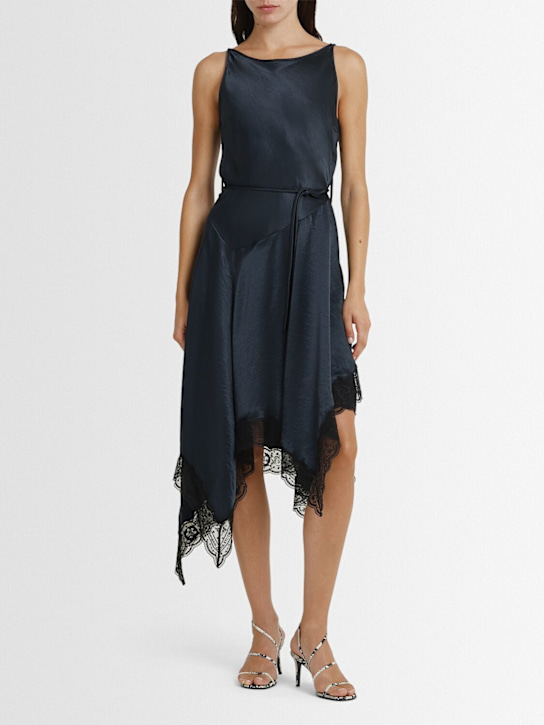 Acne Studios: Midi dress with lace - Blue - women_1 | Luisa Via Roma
