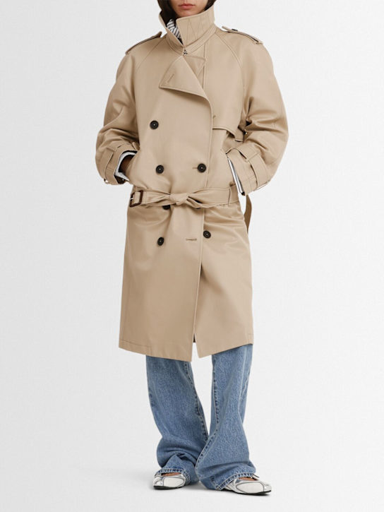 The Attico: Cotton gabardine belted trench coat - Beige - women_1 | Luisa Via Roma