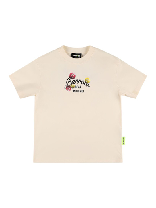 Barrow: Printed cotton jersey t-shirt - オフホワイト - kids-girls_1 | Luisa Via Roma