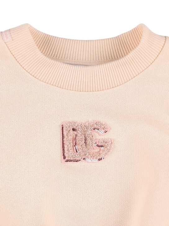 Dolce&Gabbana: Embellished cotton sweat dress - ピンク - kids-girls_1 | Luisa Via Roma