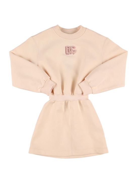 Dolce&Gabbana: Embellished cotton sweat dress - ピンク - kids-girls_0 | Luisa Via Roma