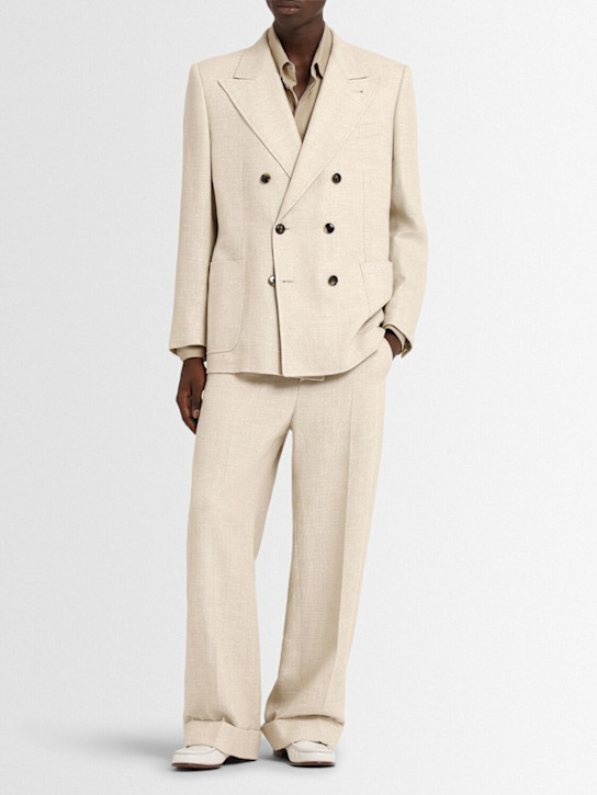 Valentino: Textured linen viscose jacket - men_1 | Luisa Via Roma