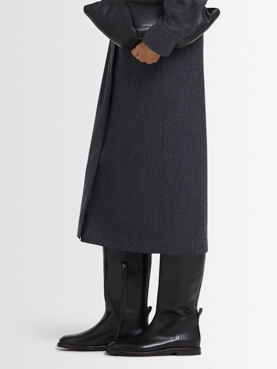 Brunello Cucinelli: Leather tall boots - Black - women_1 | Luisa Via Roma