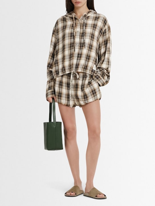 Acne Studios: Sip hooded checked oversize shirt - women_1 | Luisa Via Roma