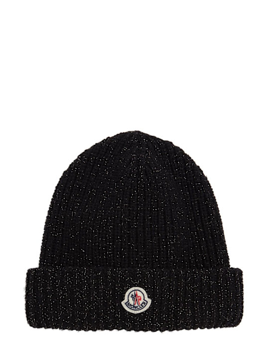 Moncler: Cappello beanie in misto lana vergine e lurex - Nero - kids-girls_0 | Luisa Via Roma