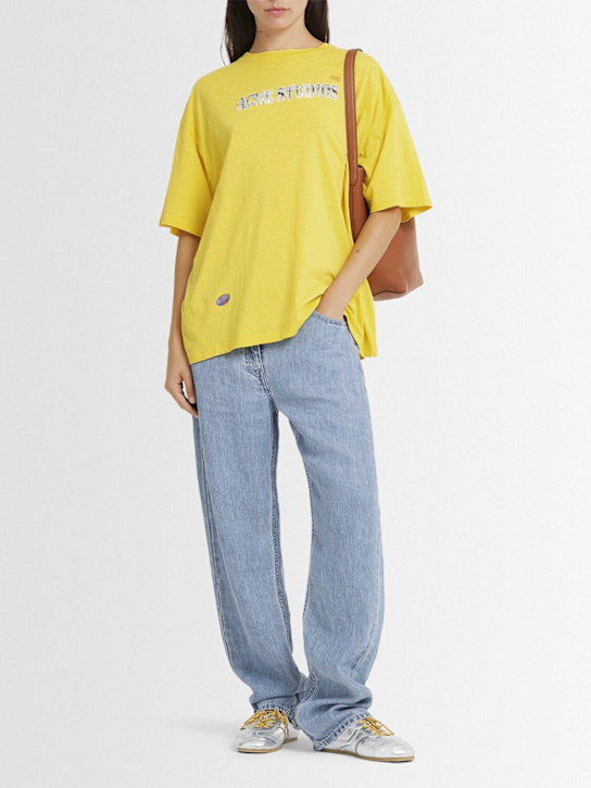 Acne Studios: Edra logo jersey t-shirt - Yellow - women_1 | Luisa Via Roma