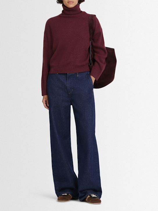 Brunello Cucinelli: Knit turtleneck sweater - Burgundy - women_1 | Luisa Via Roma