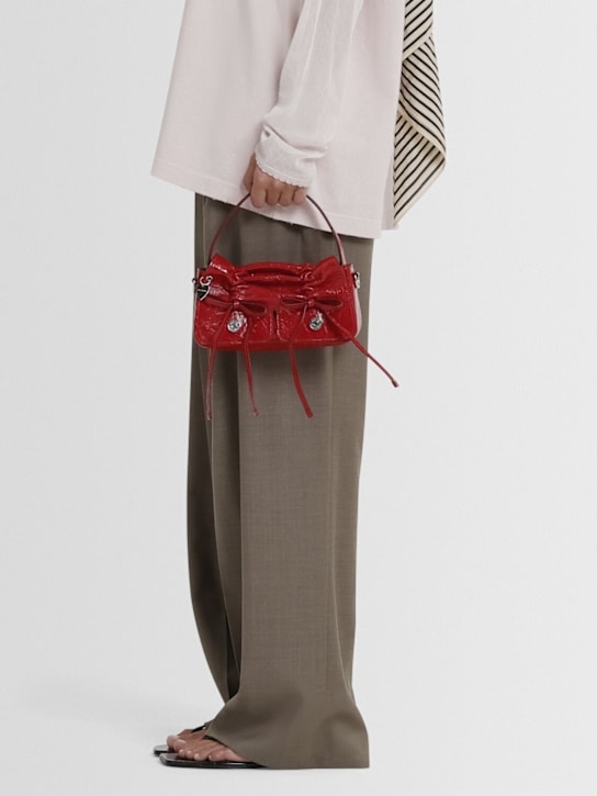 Acne Studios: Micro Multipocket crinkled crossbody bag - Red - women_1 | Luisa Via Roma